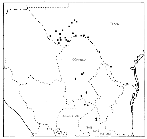 Ariocarpus fissuratus distribution